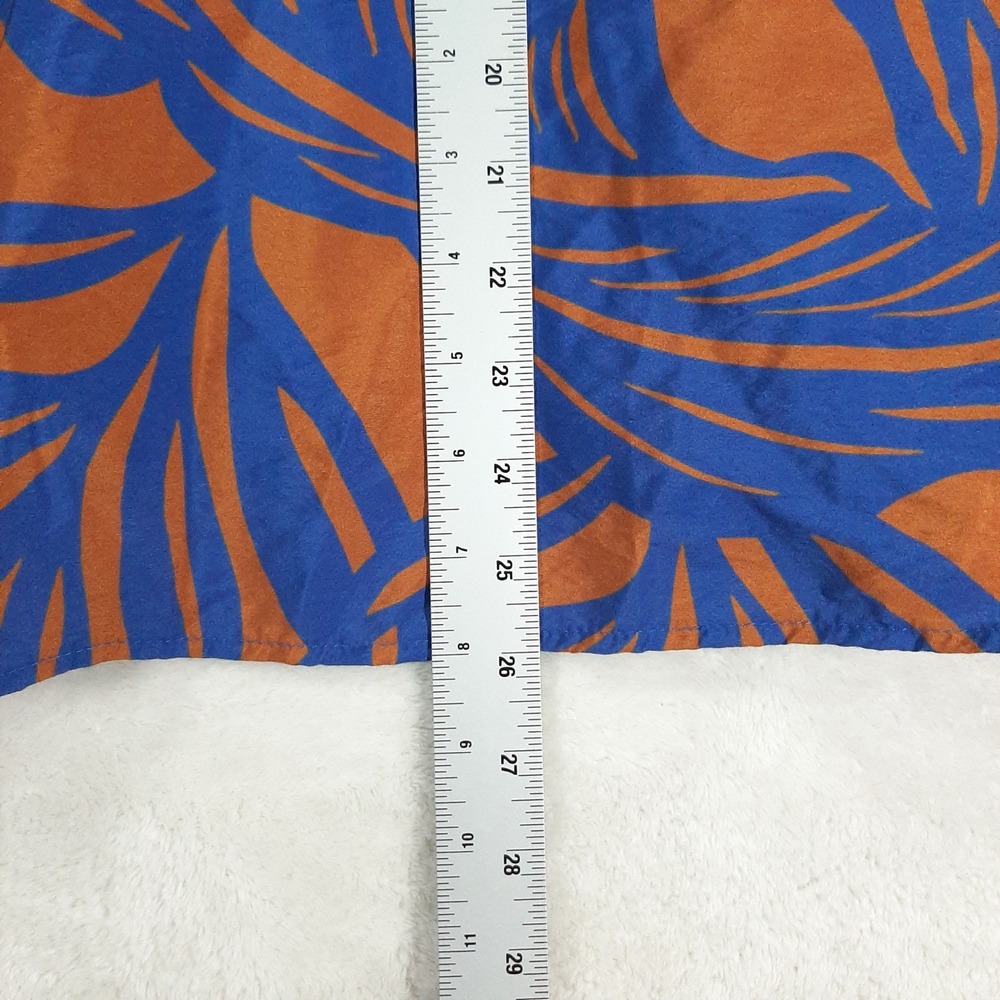 Julia by Love J Womens Blue Orange Tropical Leaf Rayon Button Up Shirt Medium - Picture 5 of 7